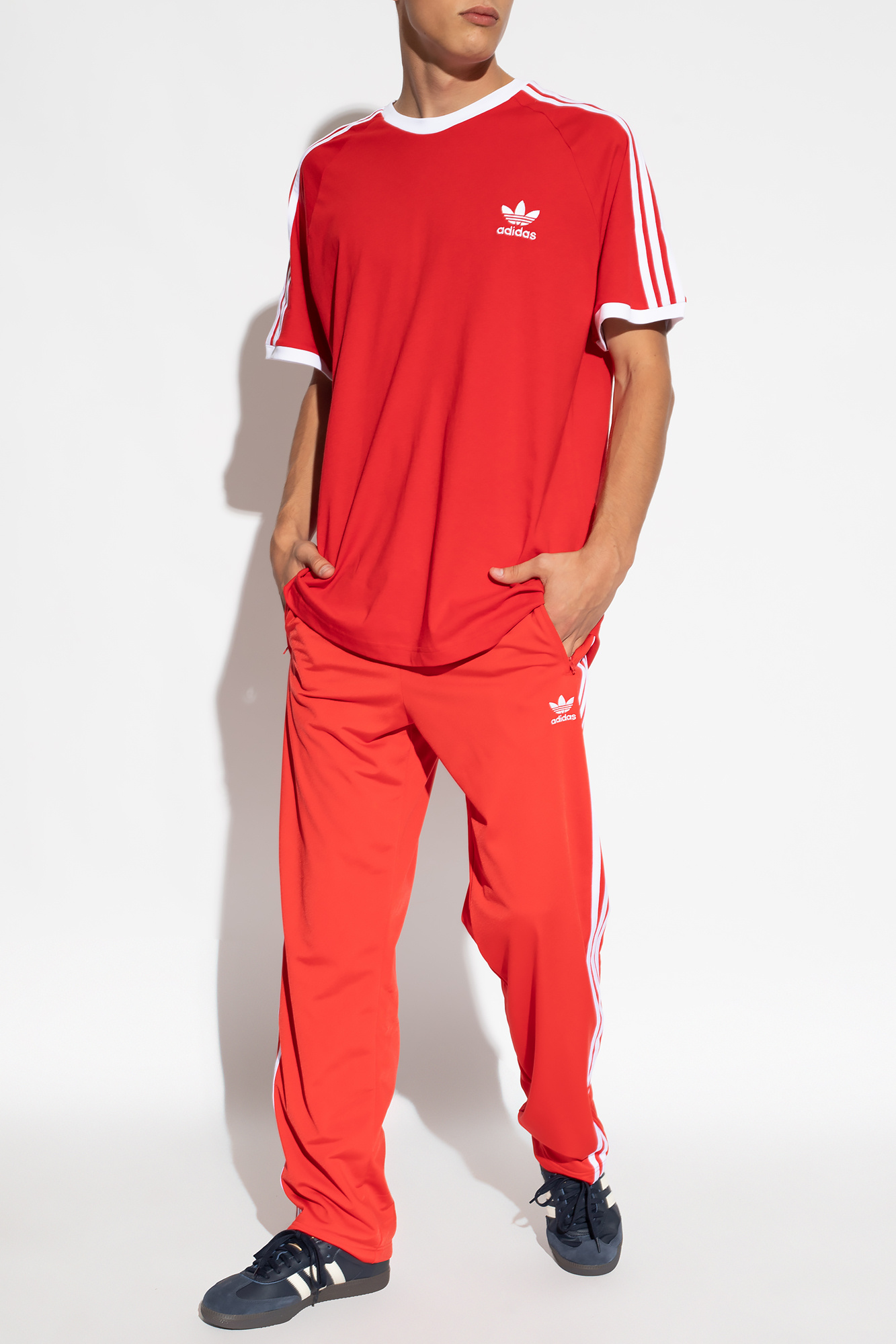 Red and white hot sale adidas sweatpants